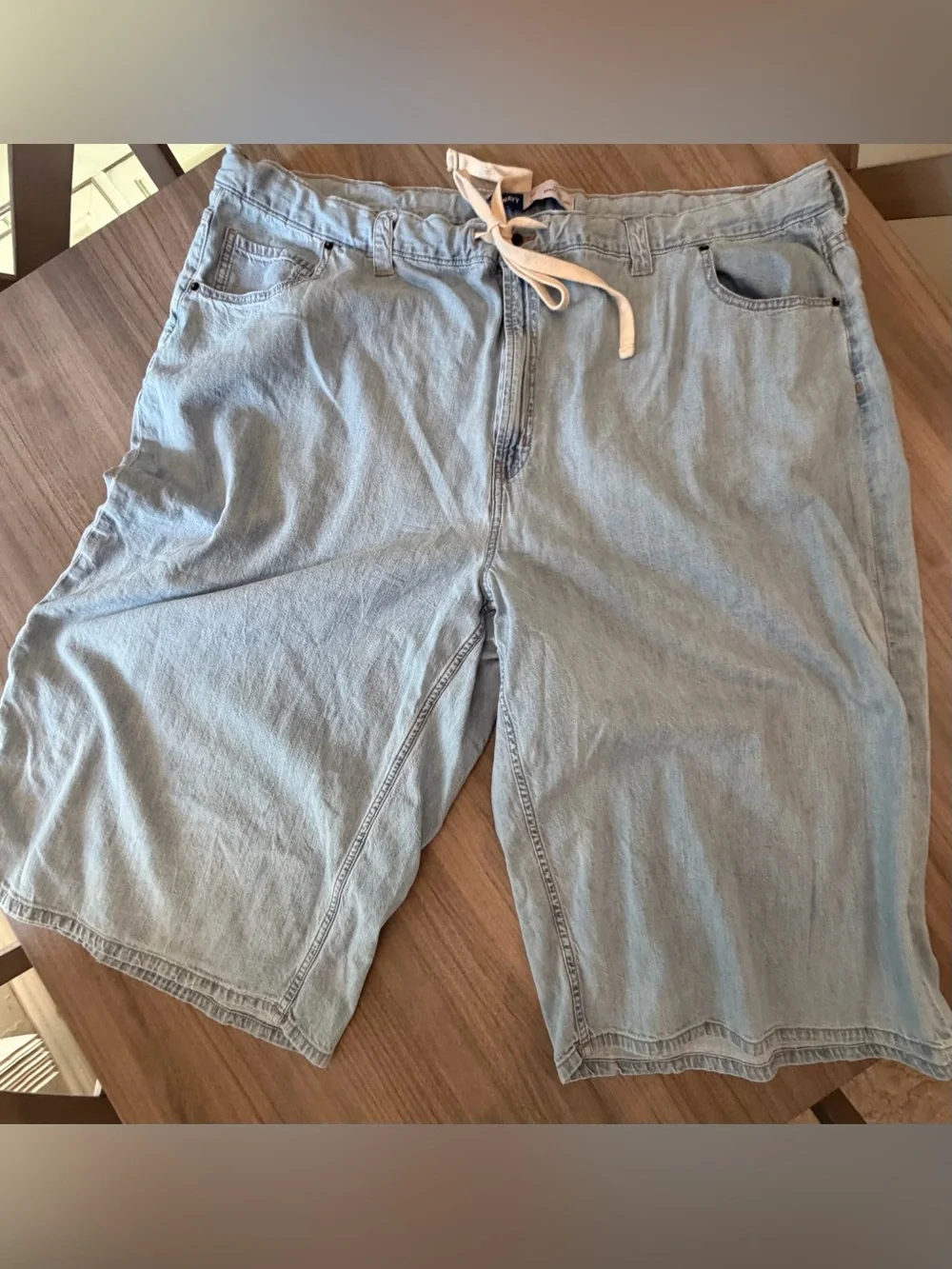 Old Navy Light Blue Denim Drawstring Bermudas